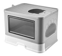 Cat Litter Box Kitty Litter Pan Cat Litter Tray Portable Cat Litter Box With Lid No Smell Proof Anti-Splashing Large Space Cat Toilet For Indoor Cats Kitty Litter Box Kitty Litter Tray(Grey)
