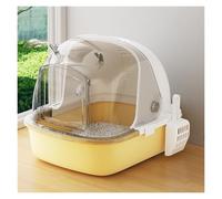 Cat Litter Box Large Cat Litter Box with Front Door Flap and Scoop, Semi-Enclosed Litter Box, Large Litter Box for Small to Large Sized Cats, Privacy and Keeping Litter Inside Pet Toilet(Yellow)