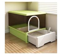 Cat Litter Box Large Cat Litter Box with Lid & Scoop, Hooded Toilet, Front Entry Top Exit Door, Easy to Install and Clean(Green)