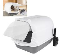 Cat Litter Box, Large Cat Litter Tray with Detachable Top for Fully Enclosed and Semi Enclosed, Pet Litter Tray Box with Scoop, Splash Guards, Anti-Spillage, High Sided, Easy Cleaning (51Lx37Wx36Hcm)