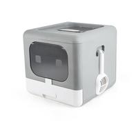 Cat Litter Box Large Plastic Spill Proof Cat Toilet (Gray)