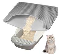 Cat Litter Box Mat for Floor 56 x 43cm, EVA Cat Litter Trapping Mat, Double Layer Large Cat Litter Tray Mat, Cat Litter Box Matt with Honeycomb Design, Cat Litter Trapper, Litter Catcher Mat (Grey)