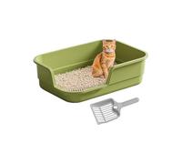 Cat Litter Box - Open Top Easy Clean Design With Scoop, Large Semi Enclosed Litter Tray For Odor Control, Comfortable Entry Box For Kittens And Senior Cats, Indoor Pet Toilet For Apartment Home Office