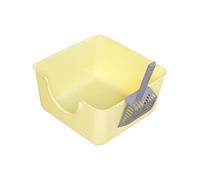 Cat Litter Box Open Top Pet Litter Tray Portable Durable Cat Bedpan Kitten Potty Toilet with High Side for Small Medium Cats, Yellow
