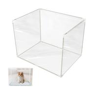 Cat Litter Box Pee Shield - 24.02 x17.72 x17.72 in Foldable Easy Clean Litter Pan Screen | Transparent Toilet Training Privacy Guard | Bedroom Dorm Apartment Home Balcony Use for Cats Dogs