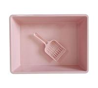 Cat Litter Box Pet Litter Tray Toilet Litter Pan Kitty with Scoop, Pink
