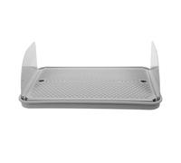 Cat Litter Box Ramp with Side Baffles, Gentle Slope, Grey