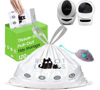 Cat Litter Box Robot 4 and 3 Waste Bags, 120 Pack Automatic Litter Box Bags, Thick Heavy Duty Cat Litter Box Liner Bags 25.2 x 15.7 IN