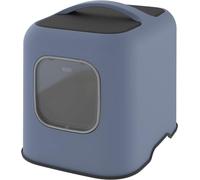 Cat Litter Box, Rotho Litter Tray with Hood and Scooper, Blue/Anthracite