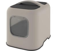 Cat Litter Box, Rotho Litter Tray with Hood and Scooper, Cappuccino/Anthracite