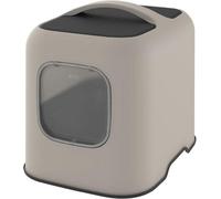 Cat Litter Box, Rotho Litter Tray With Hood And Scooper, Cappuccino/anthracite