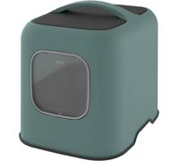 Cat Litter Box, Rotho Litter Tray with Hood and Scooper, Green/Anthracite