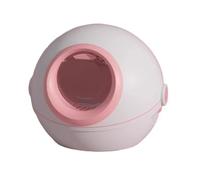 Cat Litter Box Rounded Cat Litter Box for Indoor Cats, Extra Large Litter Box, Enclosed Odorless Leak-Proof Urine Litter Box with Litter Scoop Anti-Leakage Easy Cleaning(Pink)