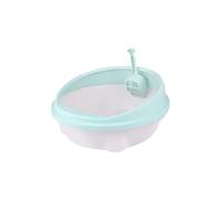 Cat Litter Box Semi Closed Litter Sand Box Scoop Anti-Splash Portable Plastic Large Deodorant Sandpit Cat Self Cleaning Toilet Little Pet toilet(Green)