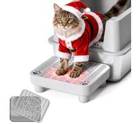 Cat Litter Box Step Ramp,Cat Litter Catcher Mat with ABS Material Base,Filter Function,Pedal Stool for Self-Cleaning Litter Box,Anti-Tracking & Non-Slip,Ideal for Kitten & Elderly Cats,Gray