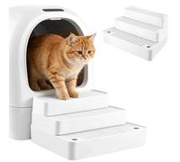 Cat Litter Box Steps, ABS Plastic 3 Steps Adjustable Litter Box Ramp, Non-Slip Cat Stairs with Filter Holes for Small Elderly Cats, 13.8 x 9.6 x 7.3 Inch