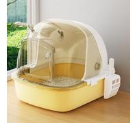 Cat Litter Box Toilet with Litter Scoop Enclosed Drawer, Enclosed and Open Type Dual-Use, Anti-Splashing Hooded Cat Litter Tray, Easy Clean Odor Control Litter Box, Grey