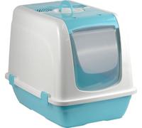 Cat Litter Box Tray Toilet with Clear Large Door Flap Pet Box for Big Cats Size 46x66x52cm Easy Cleaning Indoor or Outdoor Use (Cyan)