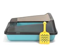 Cat litter box with shovel, easy to clean, compact and resistant design; ideal for maintaining the hygiene and comfort of the cat.
