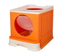 Cat Litter BoxCat Litter Tray Pet Toilet Bedpan Big Space Anti Splash Cats Litter Box Folding Cat WC Tray Drawer Type Large Cat Dung Basin Pets Clean Supplies Pet Toilet(Orange)