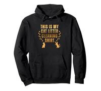 Cat Litter Cleaning Quote Gold Paw Cat Daily Chore Fun Pullover Hoodie