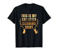 Cat Litter Cleaning Quote Gold Paw Cat Daily Chore Fun T-Shirt