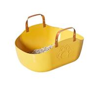 Cat Litter Container Open Entry Litter Pan Tray Box With High Rim Curved Basin Shape Scatter Capture Portable Handles Smooth Coating With suitable for, color to 1, Medium 50 35 23CM