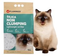 Cat Litter - Flamingo Silica Cat Litter - Medium Granules - 16L (Up to 20 Weeks) - Ultra Absorbent, Dust-Free and Long-Lasting - Ideal for Indoor and Sensitive Cats