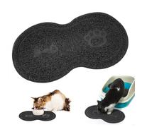 Cat Litter Mat, 2 and 1 Function, Suitable for Feeding Bowl Mat, Cat Litter Tray Mat, 45 x 26 cm, Peanut Look Cat Litter Mat, Non-Slip Filtering Cat Litter, 1 Piece, Black
