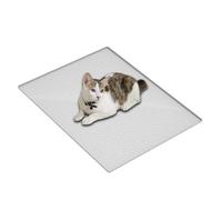 Cat litter mat 55.9 cm waterproof pad | Double layer trapping silicone foldable washable leakproof design cleaning accessory for litter box area dark gray suitable home use