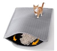 Cat Litter Mat Double Layer Non-Slip Odor-Free Litter Box Mat,Waterproof and Urine Proof Litter Mat,Scatter Control, Less Waste,Easier to Clean(Gray, 61×76cm)