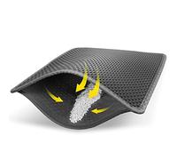 Cat Litter Mat Grey Trapping for Litter Box, XL Jumbo 30 x 24 in, Urine & Waterproof, Honeycomb Double Layer Anti Tracking Kitty Mats, No Phthalate, Washable Easy Clean, Scatter Control