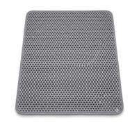 Cat Litter Mat, Large 75x55cm, Grey | Double-Layer Litter Trapping, Waterproof & Washable, Non-Slip