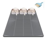 Cat Litter Mat XL 47’’ x 35’’, Extra Large Silicone Litter Box Mat, Waterproof Litter Trapping Mat for Cats, Washable Non-Slip Cat Litter Mat Large, Easy Clean Pet Mat with Mini Broom & Dustpan