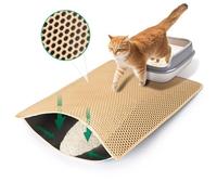Cat Litter Mats Litter Trapping Mat, 25''x16'' Cat Litterbox Mat for Floor, 2 Layer Honeycomb Pet Litterbox Matt Catcher Rug, Waterproof Urine Proof, Non-Slip, Soft, Clean Easily, Small