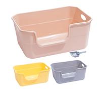 Cat Litter Pan - Extra Large & Deep, Anti-Spillage Open Top Design for Rabbits, Kittens, and All Cat Sizes, Pet Supplies Included