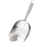 Cat Litter Scoop, 2-in-1 Stainless Steel Pet Poop Shovel, Easy Clean Design with Long Handle, Multi Pet Household Tool for Cats Dogs Kittens Puppies Litter Box Cleaning Accessory