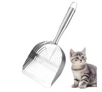 Cat Litter Scoop, 2-in-1 Stainless Steel Pet Poop Shovel, Easy Clean Design with Long Handle, Multi Pet Household Tool for Cats Dogs Kittens Puppies Litter Box Cleaning Accessory
