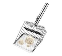 Cat Litter Scoop, Duřable Metal Cat Litteř Sifter Sħovel, Electroplãted Iron Construction with Comfortable Handle, Efficient Waste Separation For м Litter, 10.8x5.1 Inches Silver, 1 Pack
