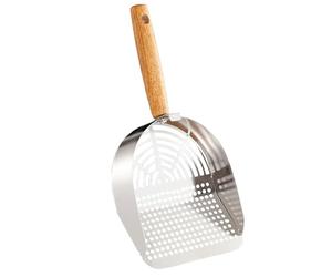 Cat Litter Scoop - Mesh Scooper Dew Stainless Steel, Durablem Metal Medium Cat Litter Scoop - Sturdy Mesh Scooper - Easy To Clean - Suitable for Litters Wcables - Black Black