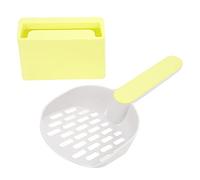 Cat Litter Scoop Set with Base | Long Handle & Deep Shovel Design for Hard - to - Reach Corners | Sturdy ABS Plastic Scoop for Kittens/Adult Cats | Gray Green Pet Accessories
