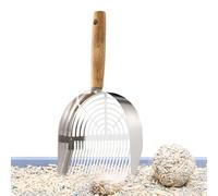 Cat Litter Scoop - Stainless Steel Cat Poop Scooper, Heavy-Duty Sifting Tool | Ergonomic Long Handle Design With Reinforced Metal Mesh, Sturdy Angled Shovel Head, Smooth Grip Structure, Pet