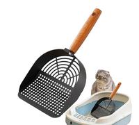 Cat Litter Scoop - Stainless Steel Cat Poop Scooper Heavy Duty Strainer Tool | Ergonomic Design with Long Handle and Reinforced Metal Mesh Sturdy Angled Scoop Head Smooth Handle