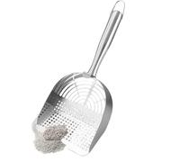 Cat Litter Scoop, Stainless Steel Cat Scooper for Litter Box, 12.8x5.31x1.57 inches Ergonomic Handle, Hollow Metal Sifting for Pet Waste Cleaning, Non Stick Heavy Duty Poop Scoop