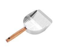 Cat Litter Scoop - Stainless Steel, Heavy, Long Handle, Ergonomic | Pet Waste Sifting Tool with Comfort Grip, Durable Poop Scooper for Home Hygiene Cleanup, Easy Cleaning Litter Box Shovel, Silver