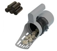 Cat Litter Scoop with Waste Can, 2 in 1 Large Capacity Portable Litter Scooper with Built-in Bag Holder, Detachable Sifting Shovel for Kitty Poop, Ergonomic Handle, Includes 75 Refill Bags