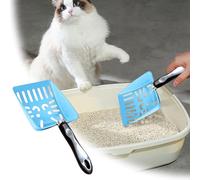 Cat Litter Scooper, Metal Kitten Pooper Shovel Household Practical Premium Kitten Sifter for Cat, Ergonomic Stainless Steel Litter Scoop for Toilet, Litterbox, Outdoors, Indoors Training (Blue)
