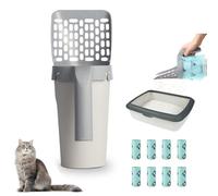Cat Litter Scooper with Bags,Cat Litter Shovel,Cat Poop Scoop,Tray Scoop with Bag,Litter Tray Scoop,Waste Can Cat Litter Scooper with 8 Rolls of Garbage Bags For Cleaning pet Litter Boxes