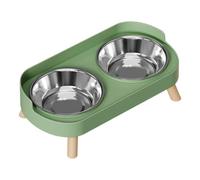 Cat Litter Table - Raised Feeding Station with 2 Stainless Steel Bowls, Capacity 400 ml | Puppy Dog Food Containers, Indoor and Outdoor Use for Home Apartment Bedroom Living Room Garden Patio