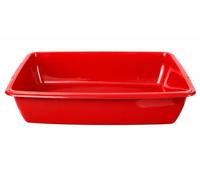Cat Litter Tray, 42 cm, Red Stackable Design, indoor outdoor use Sturdy, Deep & Easy to Clean - Stackable & Odour-free Litter Tray (Red)